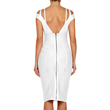 Whoinshop Women's Sexy V Neck Bodycon Dress in White