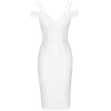 Whoinshop Women's Sexy V Neck Bodycon Dress in White