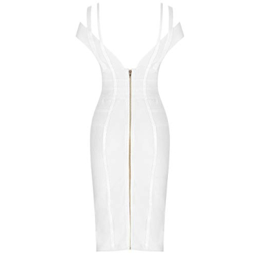 Whoinshop Women's Sexy V Neck Bodycon Dress in White
