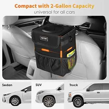 HOTOR Car Trash Can-2-Gallon Waterproof Organizer