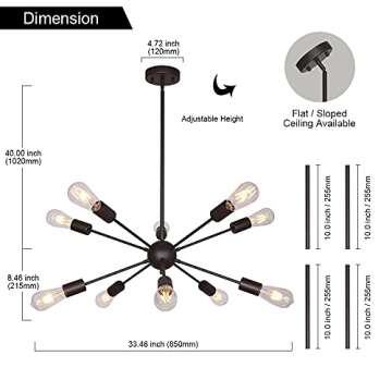 BONLICHT 10 Lights Modern Sputnik Chandelier Lighting