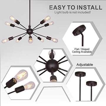 BONLICHT 10 Lights Modern Sputnik Chandelier Lighting