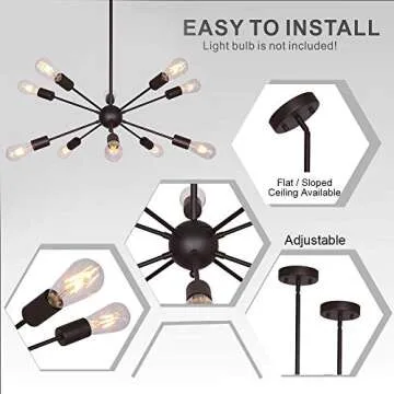 BONLICHT 10 Lights Modern Sputnik Chandelier Lighting