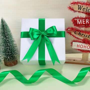 woric Green Satin Ribbon 50 Yards for Crafts & Gifts