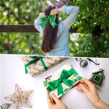 woric Green Satin Ribbon 50 Yards for Crafts & Gifts