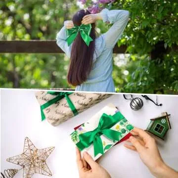 woric Green Satin Ribbon 50 Yards for Crafts & Gifts