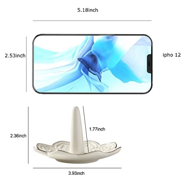 RUIMIC Ceramic White Mandala Jewelry Holder for Her