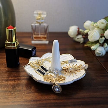 RUIMIC Ceramic White Mandala Jewelry Holder for Her