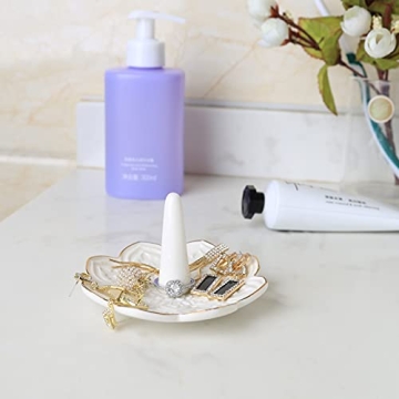 RUIMIC Ceramic White Mandala Jewelry Holder for Her