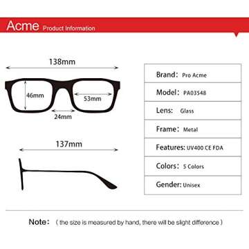 Pro Acme Small Square Sunglasses for Women Men 100% Real Glass Lens Hexagonal Frame (C8 | Gold | Grey, NEW-54)