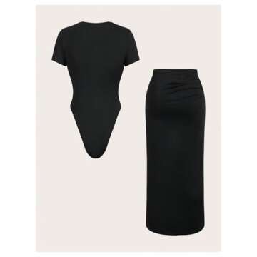 Milumia Women's 2 Piece Outfits: Bodysuit and Skirts Set