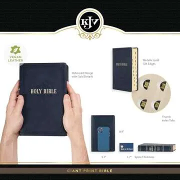KJV Holy Bible, Giant Print Standard Size Faux Leather Red Letter Edition - Ribbon Marker, King James Version, Dark Blue (KJV Standard GP Editions)