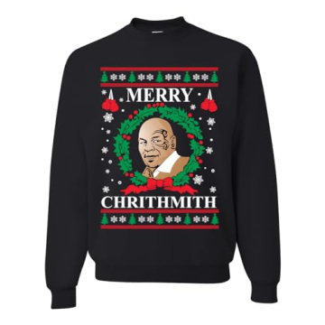 Wild Bobby Merry Chrithmith Ugly Christmas Sweater Unisex Crewneck Graphic Sweatshirt, Black, X-Large