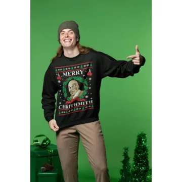 Wild Bobby Merry Chrithmith Ugly Christmas Sweater Unisex Crewneck Graphic Sweatshirt, Black, X-Large