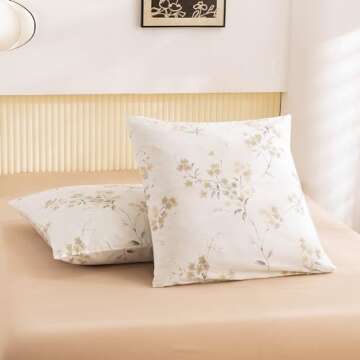 ECOCOTT 2 Pack Pillowcase Euro Size with Vintage Wash Painting Floral Pillow Cases Set, 100% Cotton Queen Pillow Covers Envelope Closure (Euro, 26"x26")