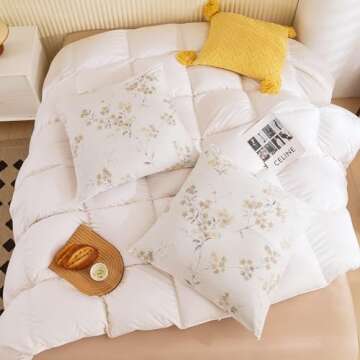 ECOCOTT 2 Pack Pillowcase Euro Size with Vintage Wash Painting Floral Pillow Cases Set, 100% Cotton Queen Pillow Covers Envelope Closure (Euro, 26"x26")