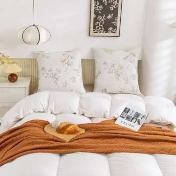 ECOCOTT 2 Pack Pillowcase Euro Size with Vintage Wash Painting Floral Pillow Cases Set, 100% Cotton Queen Pillow Covers Envelope Closure (Euro, 26"x26")