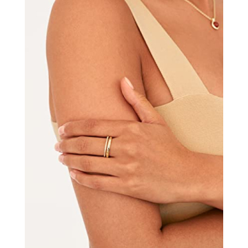 PAVOI Gold Plated Cubic Zirconia Dual Stacking Rings