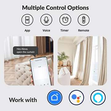 Osprey Smart Curtain Opener (2 Motors),3in1:Roman Rod+T-Track+U-Rail,Suitable for 0.32-1.57" Rod,Rem...