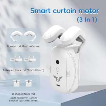 Osprey Smart Curtain Opener (2 Motors),3in1:Roman Rod+T-Track+U-Rail,Suitable for 0.32-1.57" Rod,Remote Control & Wireless App,Compatible with Alexa,Google Home(Gateway Included),Double Side Opening