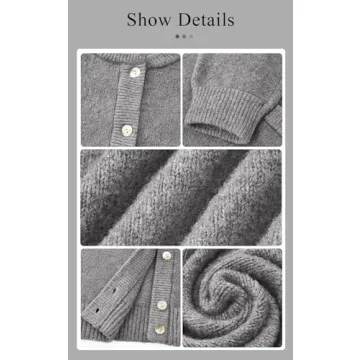 PRETTYGARDEN Womens Button Up Sweaters Fall 2024 Long Sleeve Open Front Soft Cardigan Sweaters for Women Trendy Outfits (Grey, XX-Large)