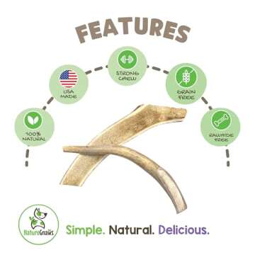 Nature Gnaws USA Deer Antlers for Dogs 4-7" (3 Count) - Mix of Split and Whole Pieces - Long Lasting for Small and Medium Breeds - Natural Dog Chew Bones