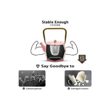 Toptier Cast Iron Teapot, Stovetop Safe Japanese Cast Iron Tea Kettle, Diamond Design Tea Pot with Removable Infuser for Loose Tea, 30 Ounce (900 ml), Pink