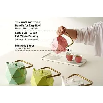 Toptier Cast Iron Teapot, Stovetop Safe Japanese Cast Iron Tea Kettle, Diamond Design Tea Pot with Removable Infuser for Loose Tea, 30 Ounce (900 ml), Pink