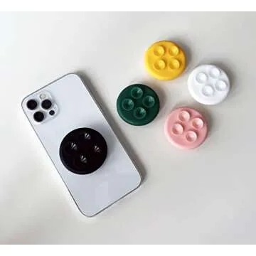 GRIPONG Silicone Adhesive Suction Detachable & Collapsible & Multi Functional Phone Grip Stand Mount || Mobile Accessory Holder for Selfies and Videos + Fidget Gift (StickPong Green)