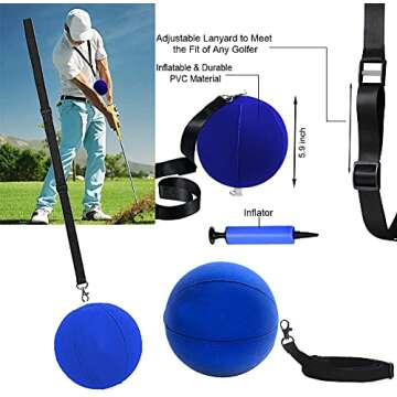 Amy Sport Golf Swing Training Aid Arm Band Trainer Impact Ball Inflator Assist 4 Pack Trainer Equipm...