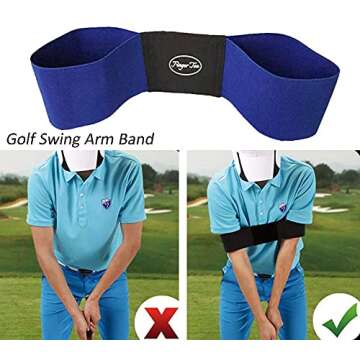 Amy Sport Golf Swing Training Aid Arm Band Trainer Impact Ball Inflator Assist 4 Pack Trainer Equipment Posture Motion Correction Aids Set for Men Women Golfer Beginner Practice (4 Pack Blue)