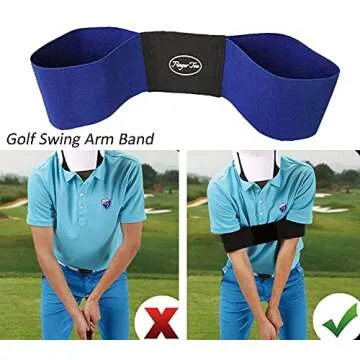 Amy Sport Golf Swing Training Aid Arm Band Trainer Impact Ball Inflator Assist 4 Pack Trainer Equipment Posture Motion Correction Aids Set for Men Women Golfer Beginner Practice (4 Pack Blue)