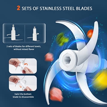 Bear Food Processor with 2 Glass Bowls for Easy Prep