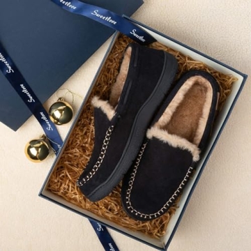 Comfortable Men's Moccasin Slippers with Memory Foam Support