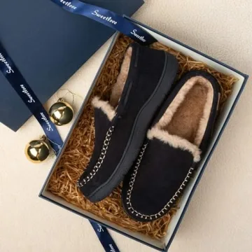 Comfortable Men's Moccasin Slippers with Memory Foam Support