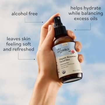 Sky Organics Organic Rosewater Facial Mist for Face, 100% Pure & Steam-Distilled USDA Certified to Hydrate, Balance & Refresh, 4 fl. Oz