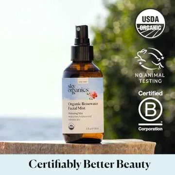 Sky Organics Organic Rosewater Facial Mist for Face, 100% Pure & Steam-Distilled USDA Certified to Hydrate, Balance & Refresh, 4 fl. Oz