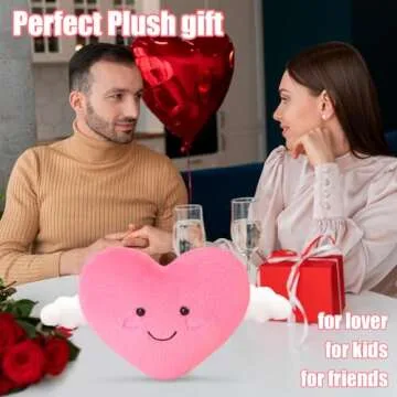 Finebee Pink Heart Plush Toy Cute Heart Stuffed Animal Soft Pillow Plushies Kawaii Heart Shape Plushie Valentine's Day Gifts Birthday for Kids Lover Decor 8 inch