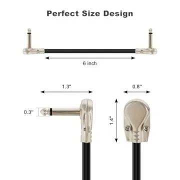 Aqdocvf 3-Pack Guitar Patch Cables, 6 Inch Guitar Pedal Cables for Pedalboard Effects with Metal Rig...