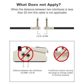 Aqdocvf 3-Pack Guitar Patch Cables, 6 Inch Guitar Pedal Cables for Pedalboard Effects with Metal Right Angle Plug Ideal Stereo Patch Cables Guitar and Bass, Black