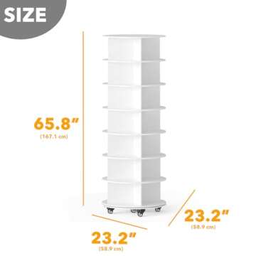 SpaceAid Spinning Shoe Rack with Wheels, 7 Tier Rotating Organizer Shoe Tower Lazy Susan with Thick ...