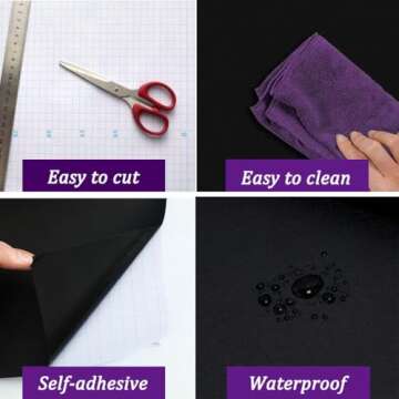 Safiyya 590.5"x17.7" Peel and Stick Wallpaper Black Wallpaper Removable Temporary Wallpaper Black Se...