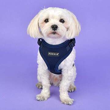 Authentic Puppia RiteFit Harness with Adjustable Neck, Navy, Large
