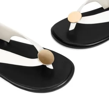 GTBINGGO Comfortable White Flat Sandals for Women