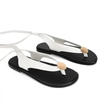 GTBINGGO Comfortable White Flat Sandals for Women