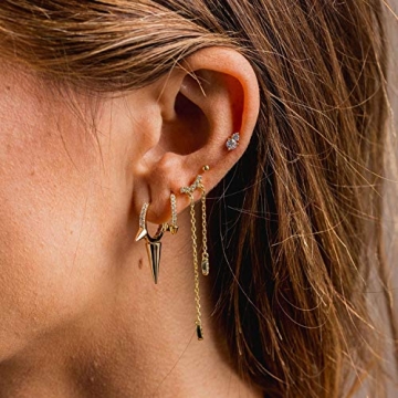 Elegant Mevecco Gold Spike Hoop Earrings for Women