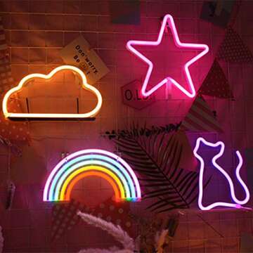 Cute Miaro Rainbow Neon Sign - Battery/USB Operated Decoration