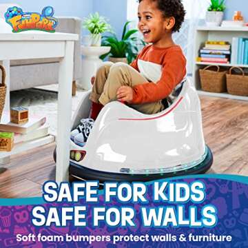 FunPark 6V Bumper Car for Toddlers, Kids Bumper Car, Electric Toddler Ride On Toys for Kids, Baby Bumper Car, Ages 1.5-4 Years, LED Lights, 360 Degree Spin, Supports up to 66 pounds (No Remote)