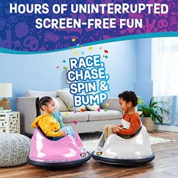 FunPark 6V Bumper Car for Toddlers, Kids Bumper Car, Electric Toddler Ride On Toys for Kids, Baby Bumper Car, Ages 1.5-4 Years, LED Lights, 360 Degree Spin, Supports up to 66 pounds (No Remote)