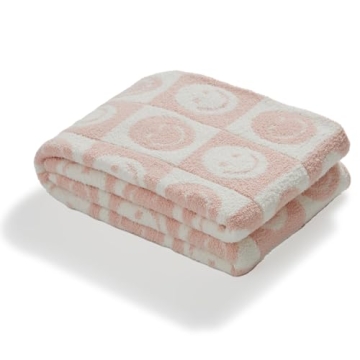 Ultra-Soft Smiley Face Checkered Throw Blanket for Cozy Nights